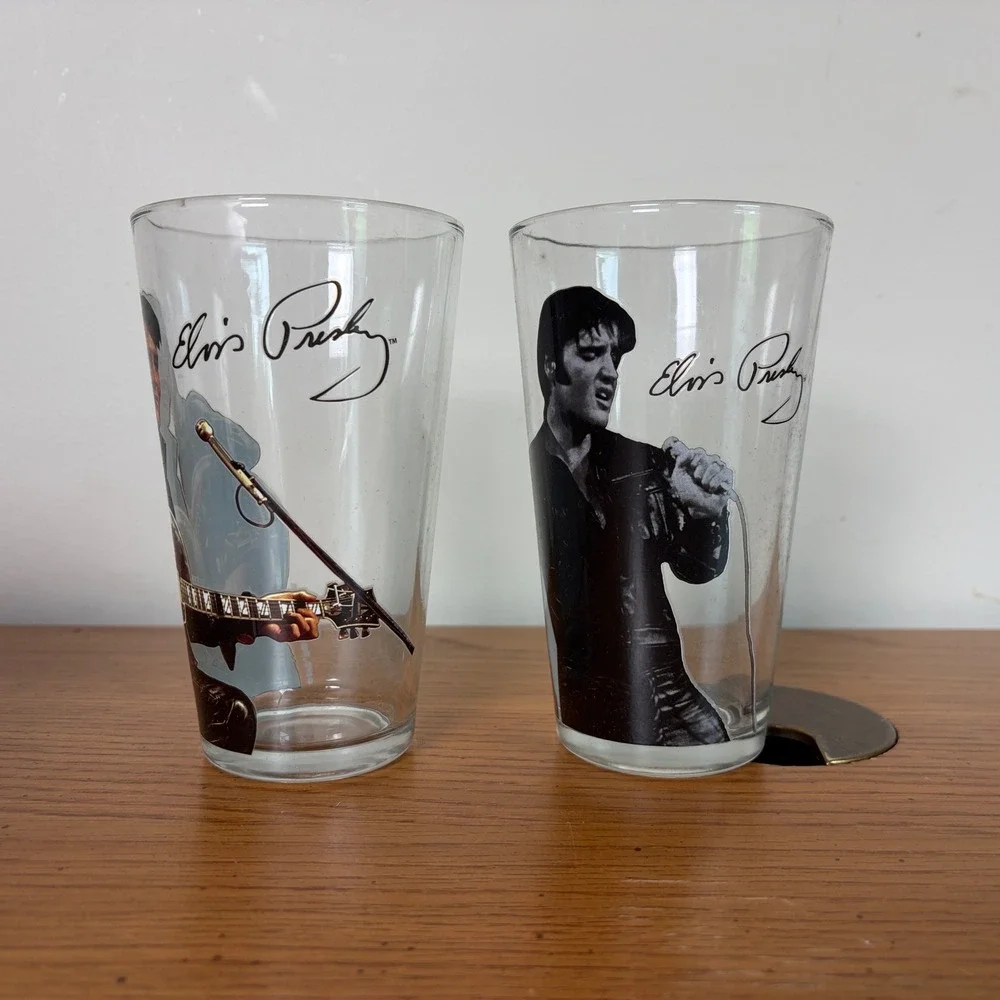 Elvis Presley Pub Glass Set 16oz Silver Buffalo Rock and Roll Memorabilia 2pk
